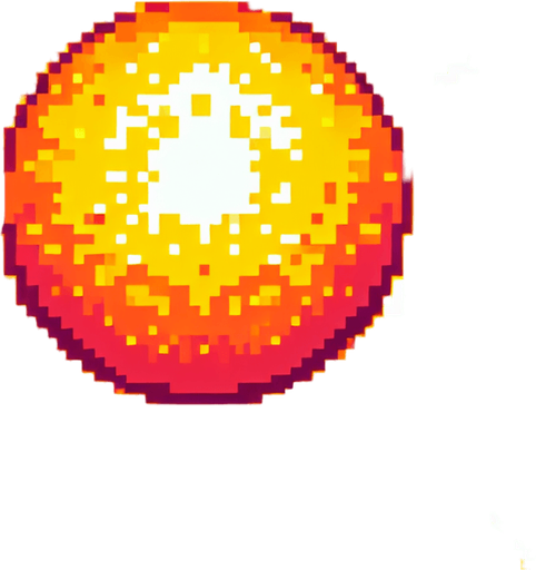 8 bit sun solar flare.
Single Game Texture. In-Game asset. 2d. Blank background. High contrast. No shadows.