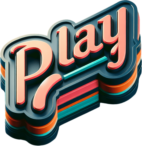 3d logo with text "Play".
high definition