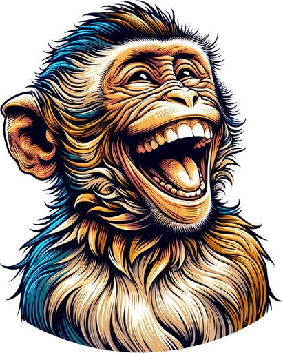 Monkey with happy face and with body.
2d and great details and color