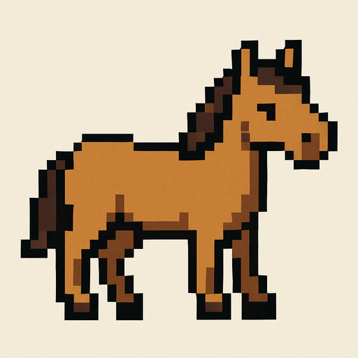 Horse pixel.
In-Game asset.  2d.  High contrast.  No shadows