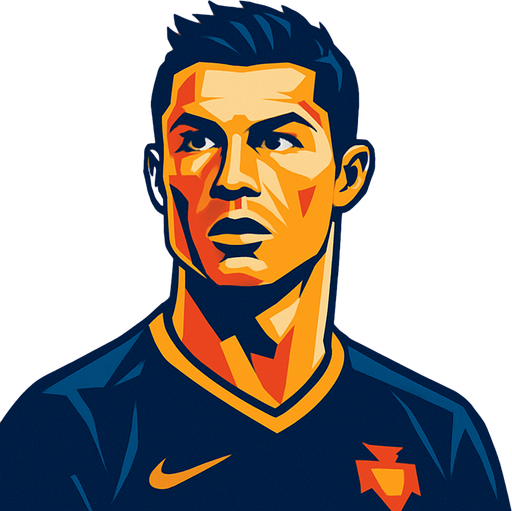 Cristiano ronaldo.
In-Game asset.  2d.  High contrast.  No shadows