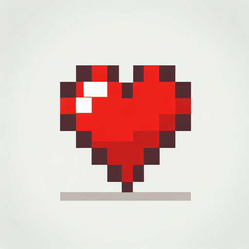 Red minecraft heart.
Single Game Texture. In-Game asset. 2d. Blank background. High contrast. No shadows.