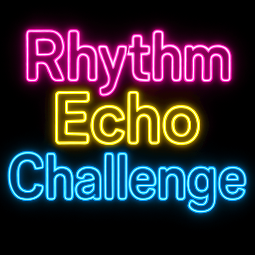 text in neon outline no background that says "Rhythm Echo Challenge".
In-Game asset.  2d.  High contrast.  No shadows