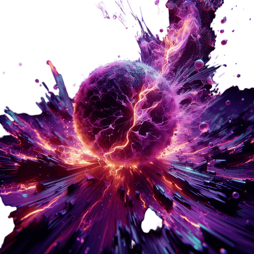 Fractured Sphere Icon:

A glowing orb breaking apart into jagged, floating shards, with chaotic energy swirling around it..
Colors: Neon purple, black, and electric green.