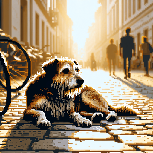 a dog sleeping on a street.
video game sprite
