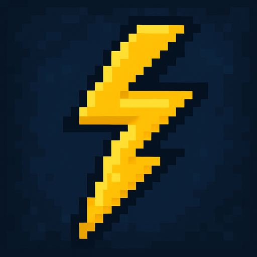 pixel art yıldırım.
In-Game asset.  2d.  High contrast.  No shadows