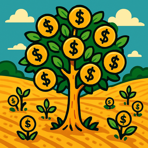 field with money tree.
In-Game asset.  2d.  High contrast.  No shadows