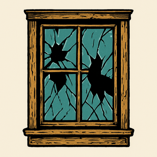 çamı kırılmış olarak gözüken eski vintage pencere.
In-Game asset.  2d.  High contrast.  No shadows