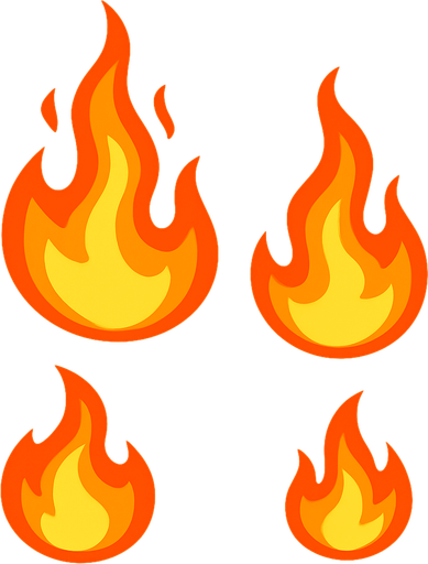 group of fire.
In-Game asset.  2d.  High contrast.  No shadows
