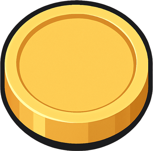 golden coin, simple clean shape, subtle beveled edges, slight 3D top-down look, small shadow for depth, no text, no shine or sparkle, minimal design, matches futuristic tech UI style.
In-Game asset.  2d.  High contrast.  No shadows