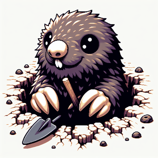 an mole coming out of a hole.
Single Game Texture. In-Game asset. 2d. Blank background. High contrast. No shadows.