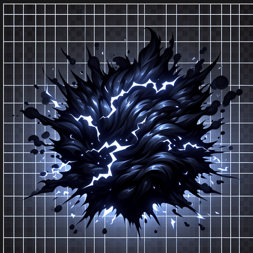 dark electric wave explosive.
Single Game Texture.  In-Game asset.  2d.  Blank background.  High contrast.  No shadows