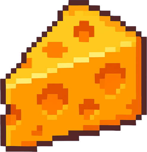 pixel art chedar.
In-Game asset.  2d.  High contrast.  No shadows