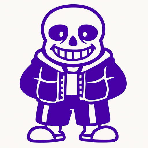 Sans color morado.
In-Game asset.  2d.  High contrast.  No shadows