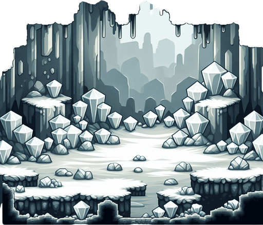 elmas dolu mağara.
Single Game Texture. In-Game asset. 2d. Blank background. High contrast. No shadows.