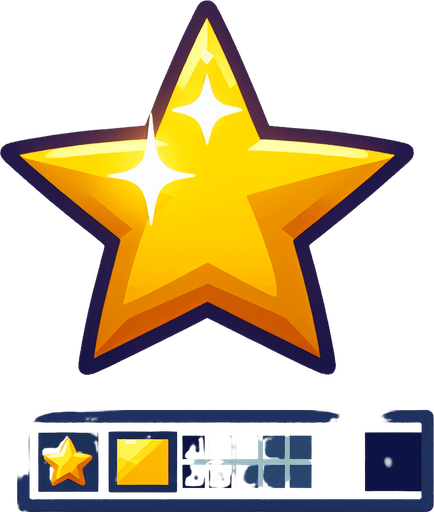 yellow pointy star twinkle.
Single Game Texture. In-Game asset. 2d. Blank background. High contrast. No shadows.