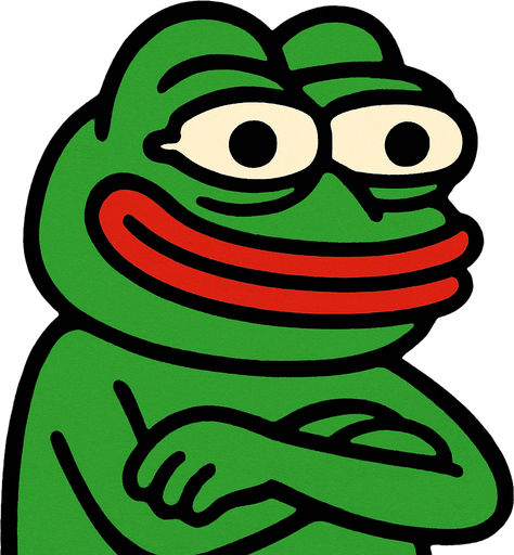 meme kurbağa.
In-Game asset.  2d.  High contrast.  No shadows