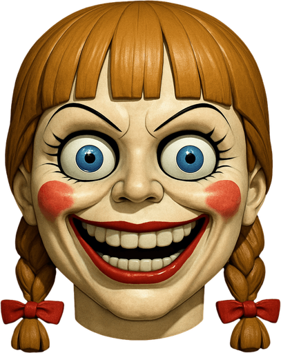 3D Scary but funny annabelle doll face meme.
In-Game asset.  3D.  High contrast.  No shadows