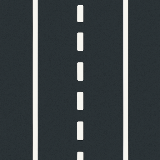 Draw a modern road viewed from above.
In-Game asset.  2d.  High contrast.  No shadows