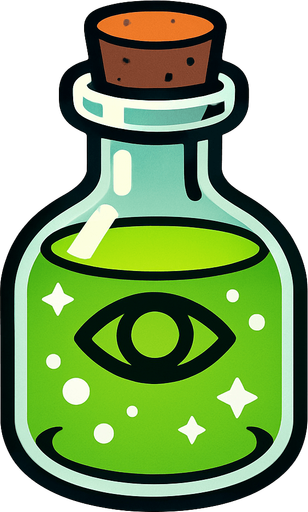 görünmezlik iksiri.
In-Game asset.  2d.  High contrast.  No shadows