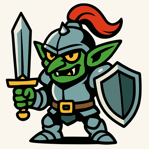 şövalye goblin.
In-Game asset.  2d.  High contrast.  No shadows