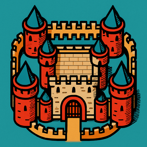 castillo desde arriba.
In-Game asset.  2d.  High contrast.  No shadows