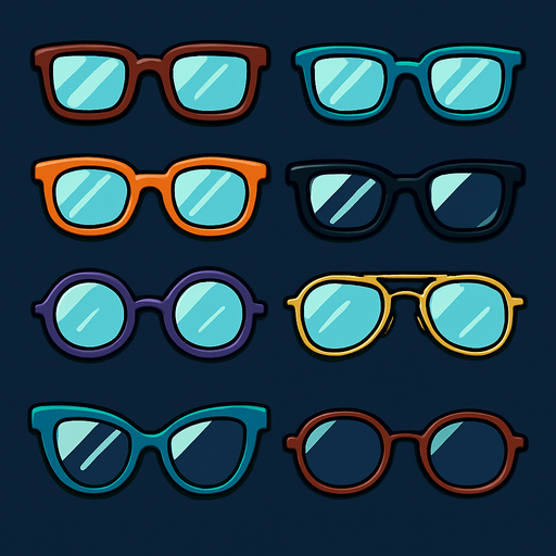 Pack of different glasses.
In-Game asset.  High contrast.  No shadows. 3D