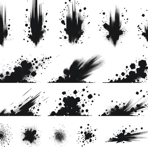 A sprite sheet of dust particles. like from someone walking
Single Game Texture. In-Game asset. 2d. Blank background. High contrast. No shadows.