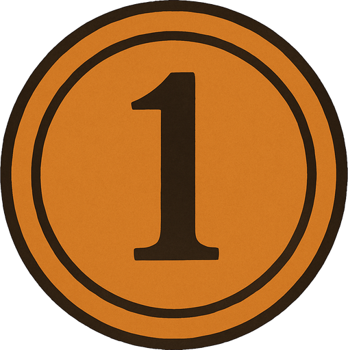 Number 1 button professor Layton game style artwork.
In-Game asset.  2d.  High contrast.  No shadows