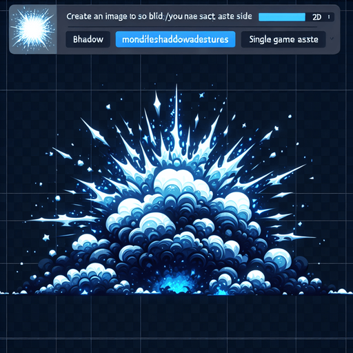 blue thunder explosion.
Single Game Texture.  In-Game asset.  2d.  Blank background.  High contrast.  No shadows