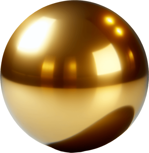 Una esfera de oro.
Single Game Texture.  In-Game asset.  2d.  Blank background.  High contrast.  No shadows