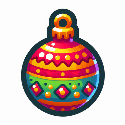 Cartoon Christmas decoration  
Single Game Texture. In-Game asset. 2d. Blank background. High contrast. No shadows.