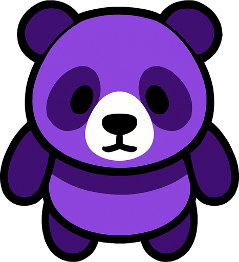 purple panda top view.
In-Game asset.  2d.  High contrast.  No shadows