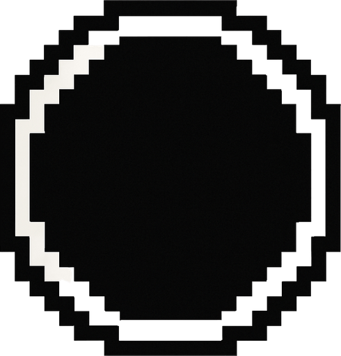pixel art range circle, white border, filled with black
In-Game asset.  2d.  High contrast.  No shadows