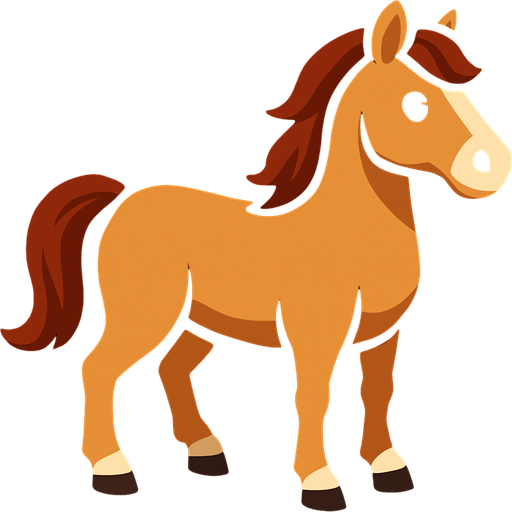 horse with black background.
In-Game asset.  2d.  High contrast.  No shadows