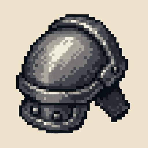 2D pixel art of a single shoulder armor piece, metallic silver and gray tones.
In-Game asset.  2d.  High contrast.  No shadows