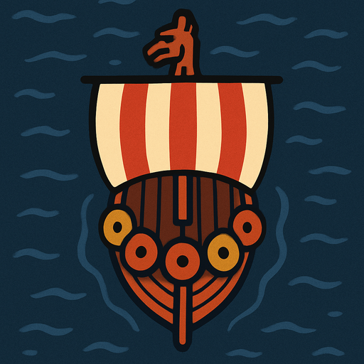 Barco viquingo visto desde arriba que viene de frente.
In-Game asset.  2d.  High contrast.  No shadows