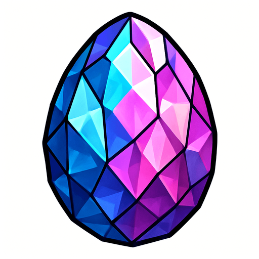 A Crystal-like egg.
In-Game asset.  2d.  High contrast.  No shadows