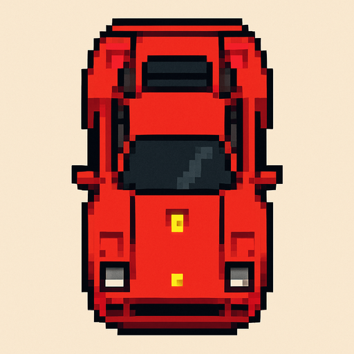 pixel art ferrari bird's eye view.
In-Game asset.  2d.  High contrast.  No shadows