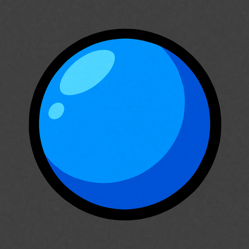 Blue ball.
In-Game asset.  2d.  High contrast.  No shadows