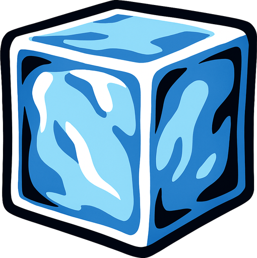 Ice cube seen from the front.
In-Game asset.  2d.  High contrast.  No shadows