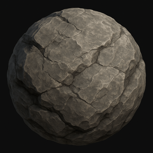 una roca circular muy realista.
In-Game asset.  2d.  High contrast.  No shadows
