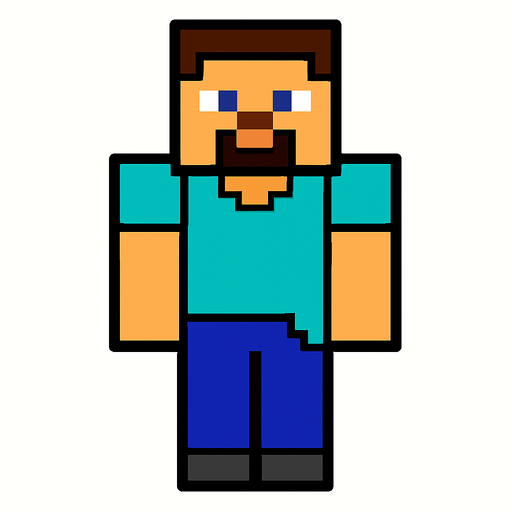 miceraft steve.
In-Game asset.  2d.  High contrast.  No shadows