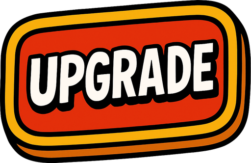 надпись upgrade как красивая кнопка
In-Game asset.  2d.  High contrast.  No shadows. comix