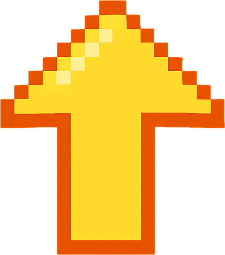 pixelart arrow up.
In-Game asset.  2d.  High contrast.  No shadows