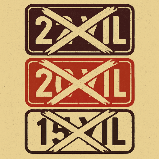 "22 Yıl" bordo renk
"20 Yıl" kırmızı renk
"15 Yıl" beyaz renk 
şeklinde bir görsel oluştur , üstü X şeklinde olsun . retro temada olsun !.
In-Game asset.  2d.  High contrast.  No shadows. 2