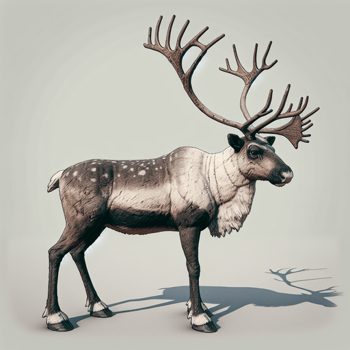 adult Raindeer Single Game Texture. In-Game asset. 2d. Blank background. High contrast. No shadows.