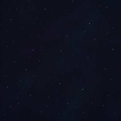 Arka Plan: Koyu lacivert veya antrasit gri düz zeminin üzerine,
1.  **Yavaşça Hareket Eden Yıldızlar/Parçacıklar:** Arka planda rastgele dağılmış, küçük, beyaz veya hafifçe parlayan noktalar (yıldızlar veya uzay tozları) oluştur. Bu noktalar, çok yavaş bir hızda, ekranın üstünden altına doğru akmalı. Yoğunlukları orta seviyede olmalı, oyuncunun ve diğer objelerin görünürlüğünü engellememeli.
2.  **Hafif Renk Geçişleri (Nebula Efekti):** Arka planın genel rengi sabit kalmakla birlikte, çok hafif tonlarda (örn. mor ve yeşilin koyu tonları) yavaş ve bulanık renk geçişleri (nebulamsı bir etki) bulunmalı. Bu geçişler statik olmamalı, sürekli ama çok yavaş bir şekilde değişmeli..
In-Game asset.  2d.  High contrast.  No shadows