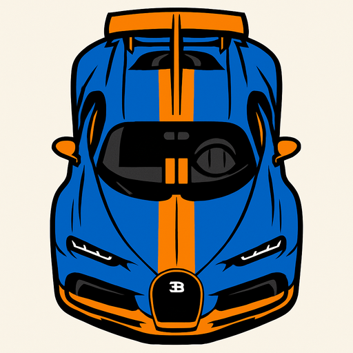 Bugatti kuş bakışı.
In-Game asset.  2d.  High contrast.  No shadows