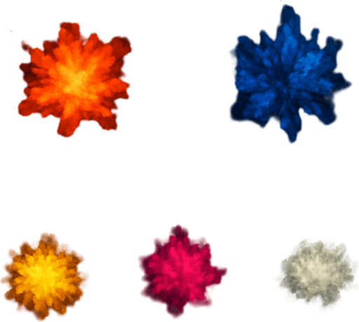 VFX pack of different explosions particles. Different colors. HD colors. ellipse. circle
In-Game asset.  3d.  High contrast.  No shadows